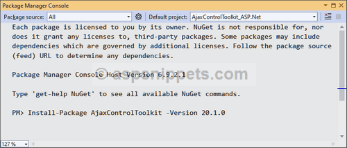 Install AjaxControlToolkit library using Nuget