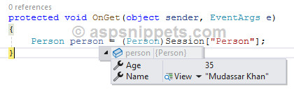 Retrieve Session value in ASP.Net