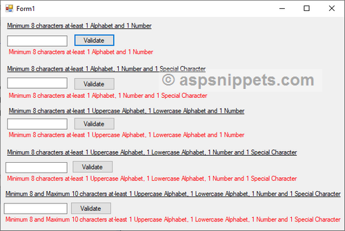 Implement Password Policy using Regular Expressions in C# and VB.Net