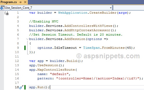 .Net Core 7: Set custom Session Timeout in ASP.Net Core