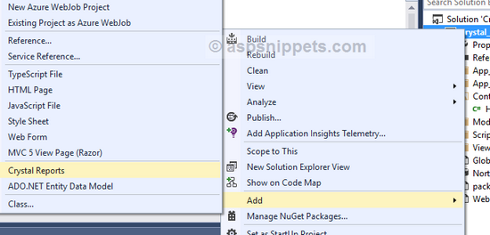 Populate (Bind) Crystal Report using Entity Framework DataSource in ASP.Net MVC