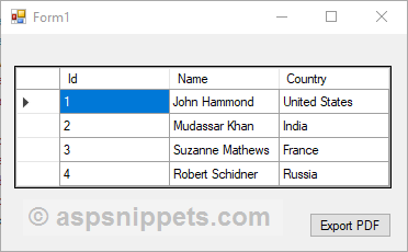 Export Windows Forms DataGridView to PDF using iTextSharp, C# and VB.Net
