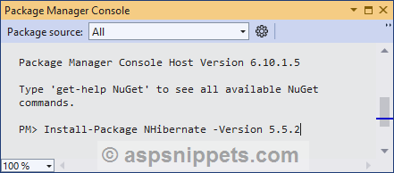 Install NHibernate library using Nuget