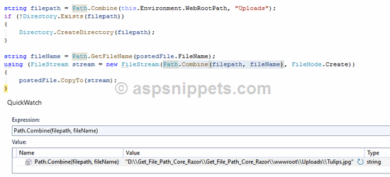 Get file path from IFormFile in ASP.Net Core Razor Pages
