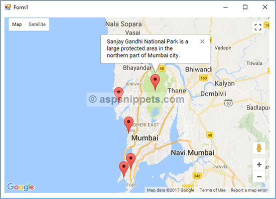 Display Google Maps in Windows Application (Windows Forms) in C# and VB.Net