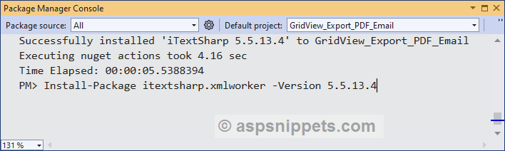 Install iTextSharp.XmlWorker library using Nuget
