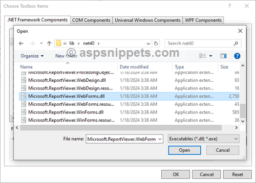 Add ReportViewer control to Visual Studio 2022 Toolbox