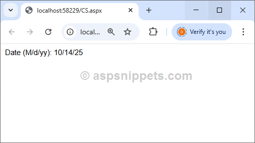Display Date in M/d/yy format in ASP.Net