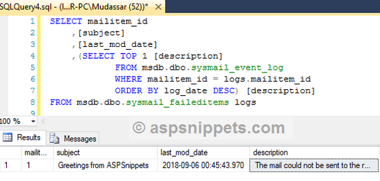 Track status of emails sent with spsenddbmail in SQL Server