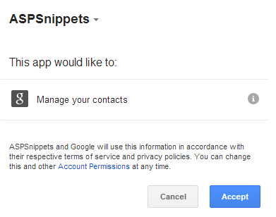 Import Contacts from Google Gmail Account in ASP.Net using C# and VB.Net