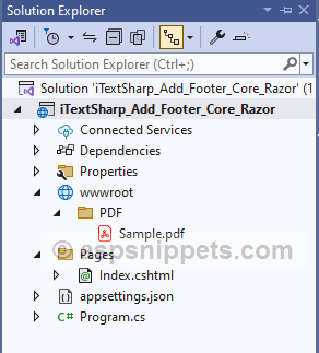ASP.Net Core Razor Pages: Add Footer to existing PDF using iTextSharp