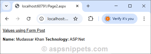 Send (Pass) Data (Values) from one page to another using jQuery