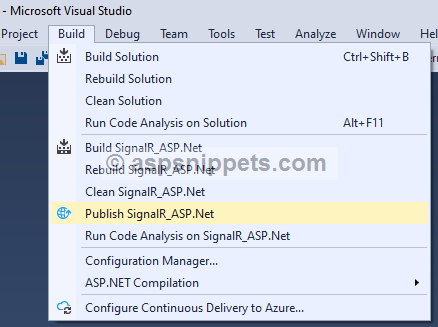 Publish web application in Visual Studio 2017
