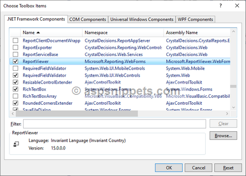 Add ReportViewer control to Visual Studio 2019 Toolbox
