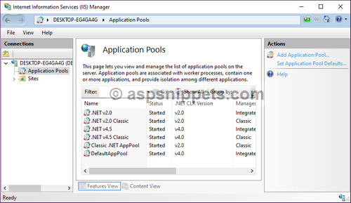 Create Application Pool (.Net Framework 4.0, 4.5, 4.6, 4.7 and 4.8) in IIS