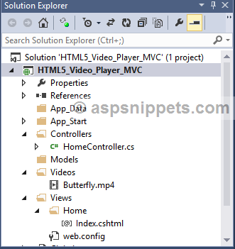 Play (Live Stream) Video Files (MP4) using HTML5 Video Player in ASP.Net MVC