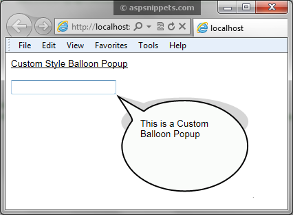 ASP.Net AJAX Balloon Popup Extender Example: Cloud Rectangle and Custom Oval Styles