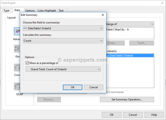 Display Line Chart in Crystal Report in ASP.Net using C# and VB.Net