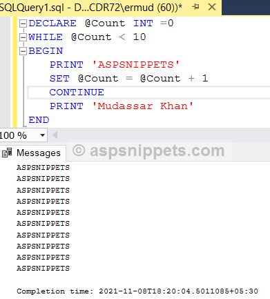 Using WHILE LOOP in SQL Server