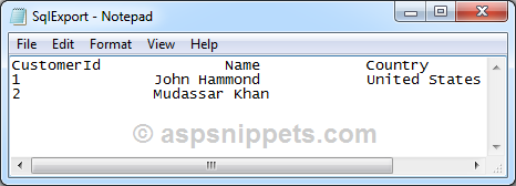 Export data from SQL Server to TEXT file in ASP.Net using C# and VB.Net