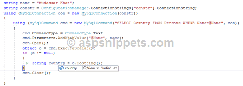 Understanding MySqlCommand ExecuteScalar in C# and VB.Net
