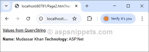 Send (Pass) Data (Values) from one page to another using jQuery