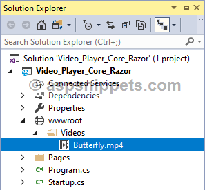 ASP.Net Core Razor Pages: HTML5 Video (MP4) Player