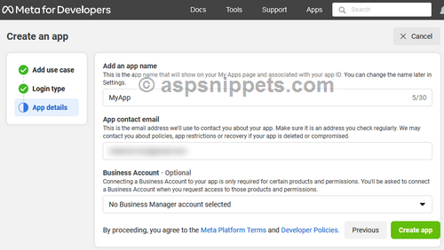 Create a Facebook application to get an AppID for your Website or Blog