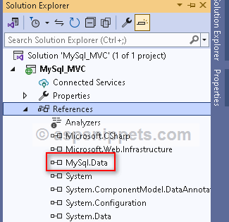 Download, install and reference MySQL Connector in ASP.Net MVC