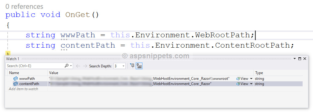 Using IWebHostEnvironment in ASP.Net Core Razor Pages