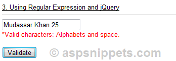Regular Expression (Regex) to accept only Alphabets and Space in TextBox in ASP.Net