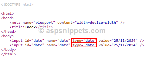 Html.TextBox and Html.TextBoxFor set type=date in ASP.Net MVC