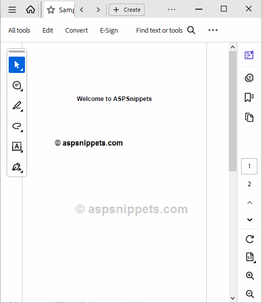 Add Watermark to existing PDF using iTextSharp in ASP.Net