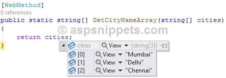 Send and receive JavaScript Array to Web Service Web Method using ASP.Net AJAX
