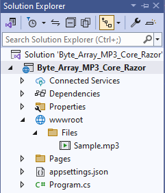 ASP.Net Core Razor Pages: Save Byte Array to MP3
