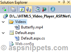 Play (Live Stream) Video Files (MP4) using HTML5 Video Player in ASP.Net