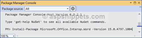 Install Microsoft.Office.Interop.Word Nuget Package