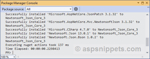 Configuring Newtonsoft library in ASP.Net Core 3