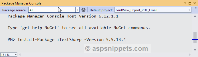 Install iTextSharp library using Nuget