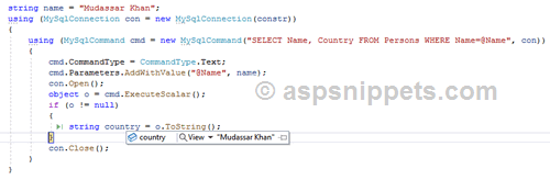 Understanding MySqlCommand ExecuteScalar in C# and VB.Net