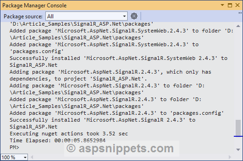 Step by Step SignalR application in ASP.Net