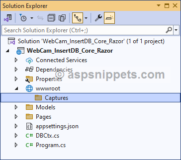 ASP.Net Core Razor Pages: Save Webcam capture to Database