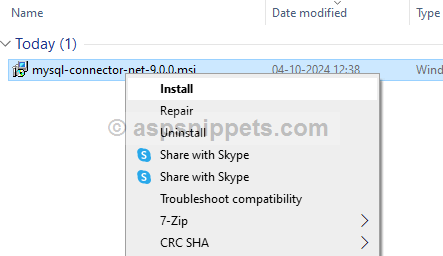 Download, install and reference MySQL Connector in ASP.Net Core