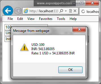 Currency Conversion as per Exchange Rates using Google API Web Service in ASP.Net