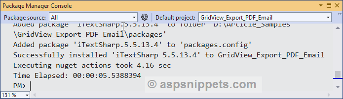 Install iTextSharp library using Nuget