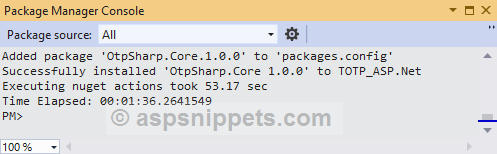 Install OtpSharp.Core library using Nuget