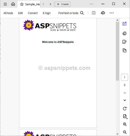 ASP.Net Core: Add Header to existing PDF using iTextSharp