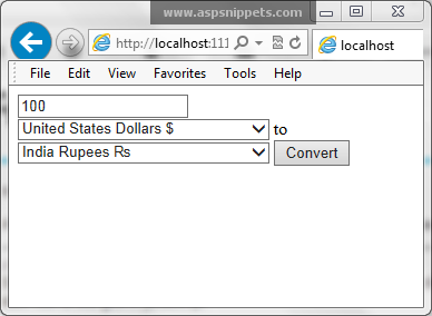 Currency Conversion as per Exchange Rates using Google API Web Service in ASP.Net
