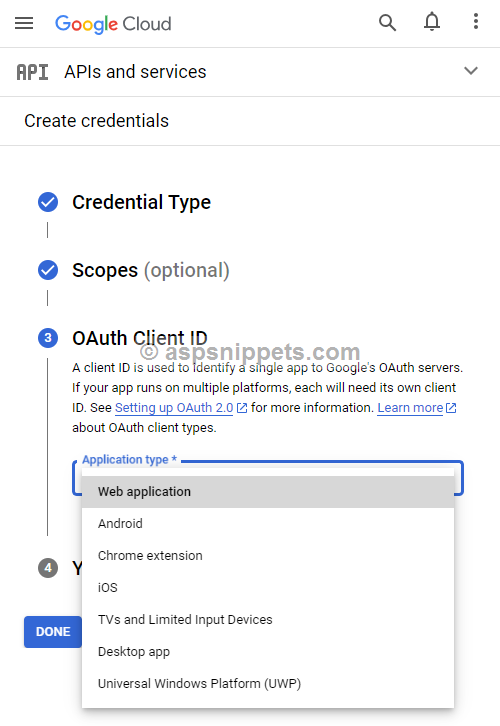 Google Developer Console: Generate Client ID and Client Secret for use with Google APIs