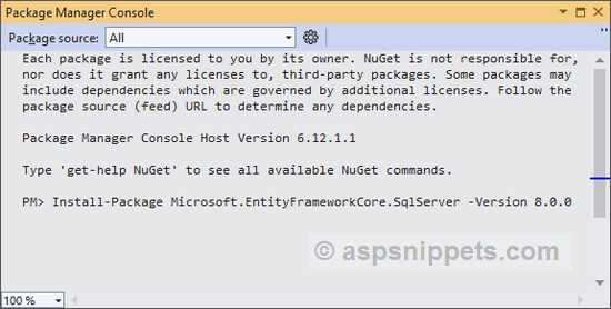Install Microsoft.EntityFrameworkCore.SqlServer 8 Nuget Package